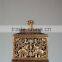 Thailand style square elephants pattern pierced jewel box with gold lid popular