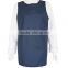 PU plain blue wide back short semi-closed waterproof apron