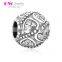X325 Wholesale Engravable Silver Heart Charms Beads With Zircon