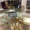 Modern round dining table stainless steel base