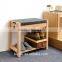 new design bamboo shoe rack shoe bench seat cushion wooden shoe display rack drawer