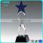 Glass Crystal Blue Super Star Awards Trophy With Blank Black Base For Customized