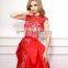 2017 Hot Sale Red Long Prom Dress Lace With Detachable Train