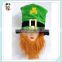 Ireland Shamrock Fancy Dress St Patricks Day Green Party Hats with Beard HPC-0251
