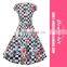 2017 New Vintage Print Flower Short Sleeve Bodyon Bandage Dress