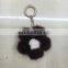 colorful flower shape mink fur ball keychain