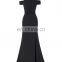 Kate Kasin Full-Length Cap Sleeve Long Black High Split Prom Dress KK001017-1