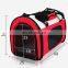 red pet carrier bag with mesh and handle strap for dog and cat