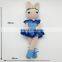 Amazon INS hot Blue Color Knitted Stuffed Bunny Rabbit Plush Toy 100% Handmade Newborn Baby Crochet Toy