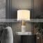 New Modern White Marble Base Decorative Desk Light with Shade Golden Table Lamp