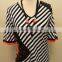 fashion lace black-and-white stripe plus size blouse for woman
