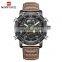 NAVIFORCE 9160 Mens Luxury Brand New Japan Led Digital Analog Watch Army Light Week Time Leather Watches