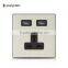Luxury Design Coffee Aluminum 13A UK Standard Wall Electric Socket Outlet