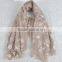Winter Spring Fashion Long Cotton Flower Machine Embroidery Scarf