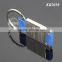 Black Box Packing Rectangle Zinc Alloy Custom Automobile Sales Servicshop Logo Blue Woven Tape Ribbon Promotion Key Ring Metal