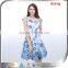 Wholesale Latest Blue and White A-line Printed Off Shoulder Dresses                        
                                                Quality Choice