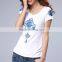 Chinese blue and white porcelain style short sleeve T-shirt of skin tight women's short sleeve t shirt