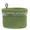 Round Crochet Basket Brown Orange Green
