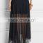 China supplier summer waving hem mesh skirt, woman casual long maxi skirt SYA15174