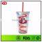 FDA certification Personalized insulated clear tumblers with straw for drink