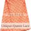 Hot selling african guipure lace fabrics high quality 5 yards / Peach african guipure lace/cord lace with sequence