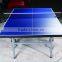 Promotion outdoor low price Aluminium tennis table/easy folding bule top table