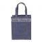 Hot one color allover strip print male hifashionable tote bag with pocket - pp laminated jute fabric