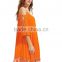 Lace Dresses 2017 Women's Summer Cold Shoulder Crochet Lace Sleeve Loose Beach orange dress