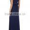2016 Elegant Navy Blue Off Shoulder Chiffon Evening Gown HSD8152
