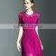 Polyester ladies lace splicing ruffled slimming dresses for party