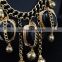 Vintage ethnic big black gemstone pendant chain necklace jewelry