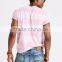 MGOO OEM Service Pink And White Horizontal Stripe T-shirts Mens Slim Fit 100% Cotton T Shirt