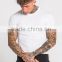 Hot Sale Mens Curved Hem Panel Crew Tee in Black/White Muscle Bodybuilding Gym Fitted T Shirt OEM Longline T Shirt