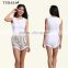 wholesale china supplier women white multi color sequin shorts with Rope