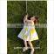 Fashion Girls Casual Blue and Yellow Sleeveless Clothing Cotton A Line Kid Dress