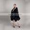 Myfur Fashion Style Women Black Color Cashmere Poncho with Fox Fur Trim Cape/Shawl