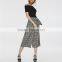 Black and White Patterned Bow Embellished Tartan Culotte Pants Slacks