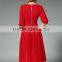 Ladies royal-blue/red bouffant pleuche dress with zipper back