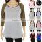 FACTORY wholesale colorful 3/4 sleeve raglan