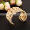 Fashion Women's Female Wide Wave Alloy Bangle Golden Open Hand Cuff Silver-Tone Interweaved Bracelet