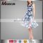 2016 Wholesale New Fashion Beautiful V Neck Printing Sleeveless Midi Dress
