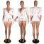 Women Elegant Office Tunic Shirt Sexy Deep V-Neck Belted Fashion Ruffles Tops Blouses