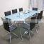 8mm clear and grey bent glass table