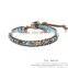 Baby blue crystal bead bracelet wrap leather XE09-0077