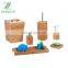 Hot-selling Six sets of bamboo bathroom garbage can Toilet Brush toothbrush rack soap box mouthwash cup with tray