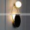 Nordic Modern G4 Round Glass Ball Wall Lamp Simple Black White Iron LED Wall Light for Bedroom Aisle Sconce