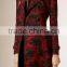 Women Winter Red Jacquard Classic Cotton Trench Coat