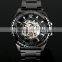 2015 Fashion Sports Men Stainless Steel Caseback Watch New Fashion Mens Luxury Automatic Mechanical Skeleton Wrist Watches WM419