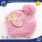 New design best quality baby girl knitted puffball winter hat
