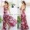 spaghetti strap floral two piece outfit maxi boho dress with button up